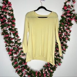 J. Jill Pastel Yellow Blouse Draping Hem Womens Long Sleeve Small Flowy Summer